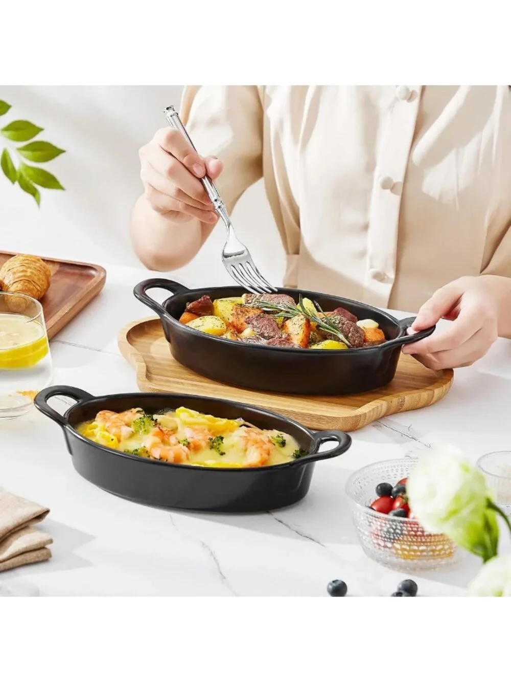 Ceramic Oval Casserole Baking Dishes Set of 4 - 8